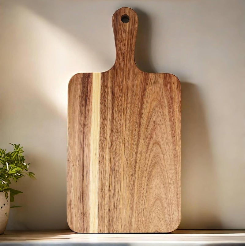 Zeqi Acacia Wood Cutting Board with Handle 13.7''X7'' / Charcuterie Board/Serving Board/Cheese, Bread, Vegetables & Fruits Serving Board (Rectangular) - Image 1
