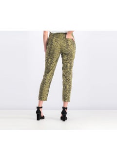 Bershka Women High Rise Snakeskin Jeans, Olive Green Combo  - Image 2