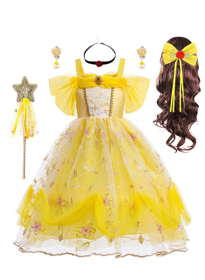Belle Princess Costume Party Dress Set For Girls - Image 1