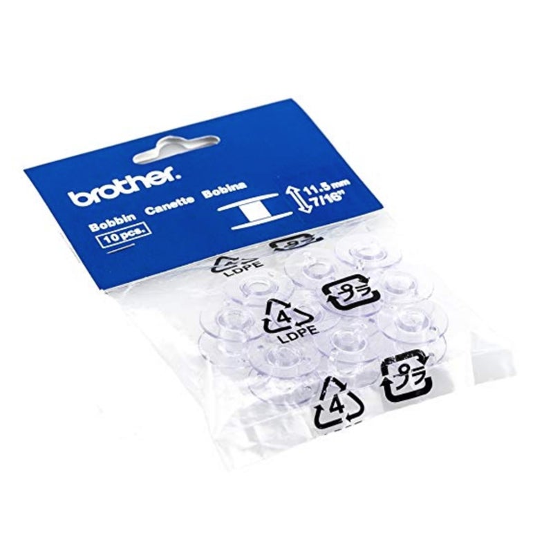 Brother Sewing and Embroidery Bobbins 10-Pack, SA156,Clear, 11.5 mm - Image 1