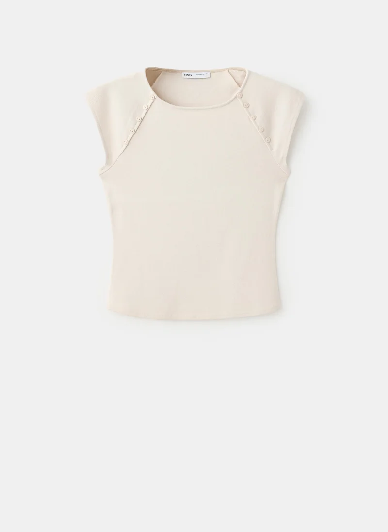 Mango 07-ARENA Button Detail T-Shirt for Women | Best Price UAE