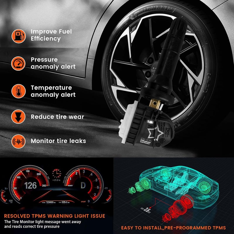 مجموعة من 1 مستشعر ضغط الإطارات TPMS 315MHZ متوافق مع Buick Lure Lacrosse Encore Chevrolet Special Envoy Series Traverse Equinox GMC Arcadia Savannah H2 بديل لـ # 13598771 - Image 3