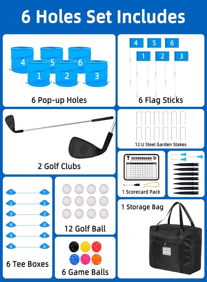 JIIFO Golf Game with 2 Clubs,Practice Golfgame with 6 Buckets, Gift GolfOutdoor for Family and Adults,Holes Outdoor Game for Lawn,Yard - Image 2