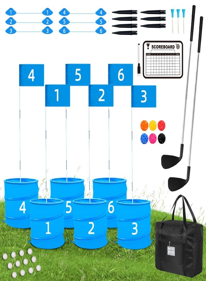 JIIFO Golf Game with 2 Clubs,Practice Golfgame with 6 Buckets, Gift GolfOutdoor for Family and Adults,Holes Outdoor Game for Lawn,Yard - Image 1