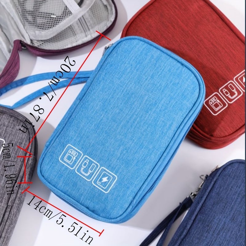 Purple Portable Cable Organizer Pouch Travel Headphone Charger Case - Image 2
