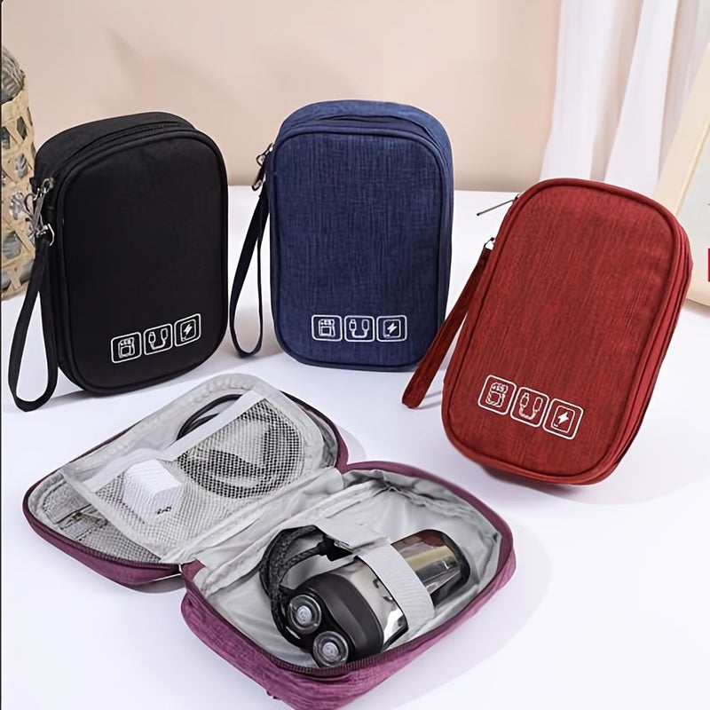 Purple Portable Cable Organizer Pouch Travel Headphone Charger Case - Image 1