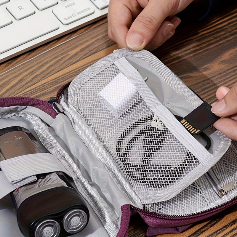 Purple Portable Cable Organizer Pouch Travel Headphone Charger Case - Image 5
