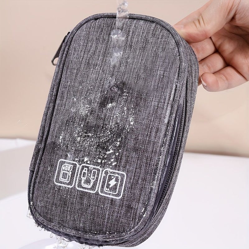 Purple Portable Cable Organizer Pouch Travel Headphone Charger Case - Image 4