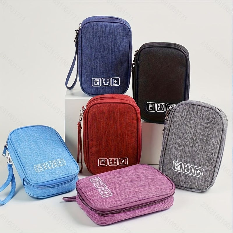 Purple Portable Cable Organizer Pouch Travel Headphone Charger Case - Image 3