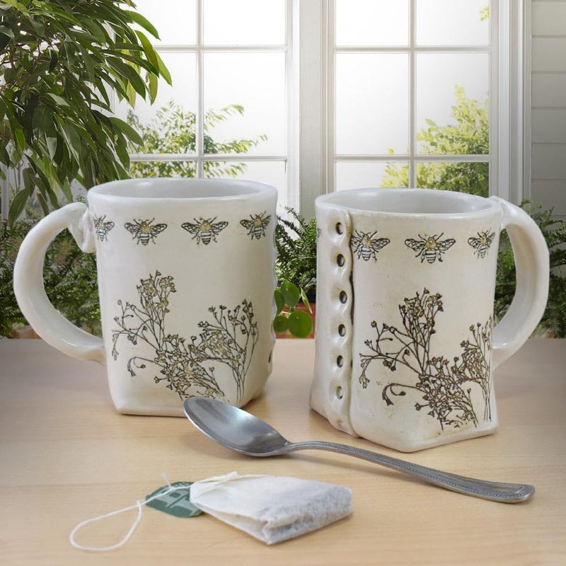 Modern Artisans Honeybee Glee SlabBuilt Stoneware Pottery Mug 12oz Handmade in the USA - Image 5