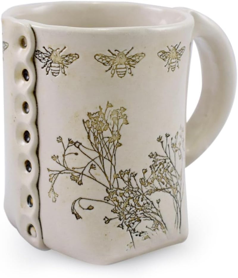 Modern Artisans Honeybee Glee SlabBuilt Stoneware Pottery Mug 12oz Handmade in the USA - Image 2
