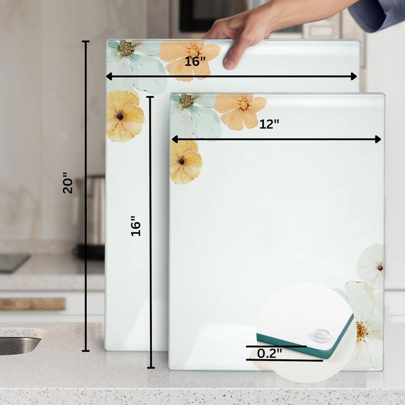Kitchenville لوح تقطيع زجاجي من كيتشينفيل 40×30 سم: شفاف، متين، صحي لحماية سطح العمل - مقاوم للخدش، مقاوم للحرارة، سهل التنظيف - Image 4
