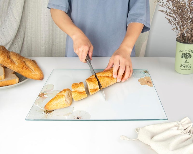 Kitchenville لوح تقطيع زجاجي من كيتشينفيل 40×30 سم: شفاف، متين، صحي لحماية سطح العمل - مقاوم للخدش، مقاوم للحرارة، سهل التنظيف - Image 3