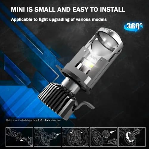 Durvient.com® Mini Projector With Sharp Cut-Out For Car Motorcycle Headlight 38W | 6000K | White | H4/HS1/H19 | Pack of 1 LED - Image 2