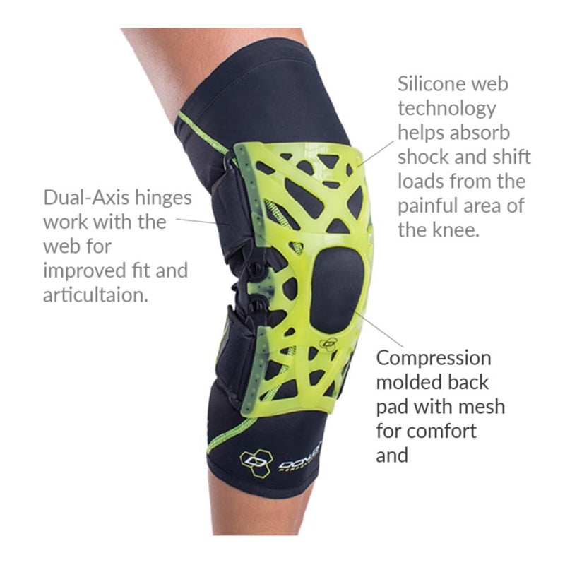DonJoy Performance WEBTECH Knee Support Brace with Compression Undersleeve: Slime Green, Large - Image 2