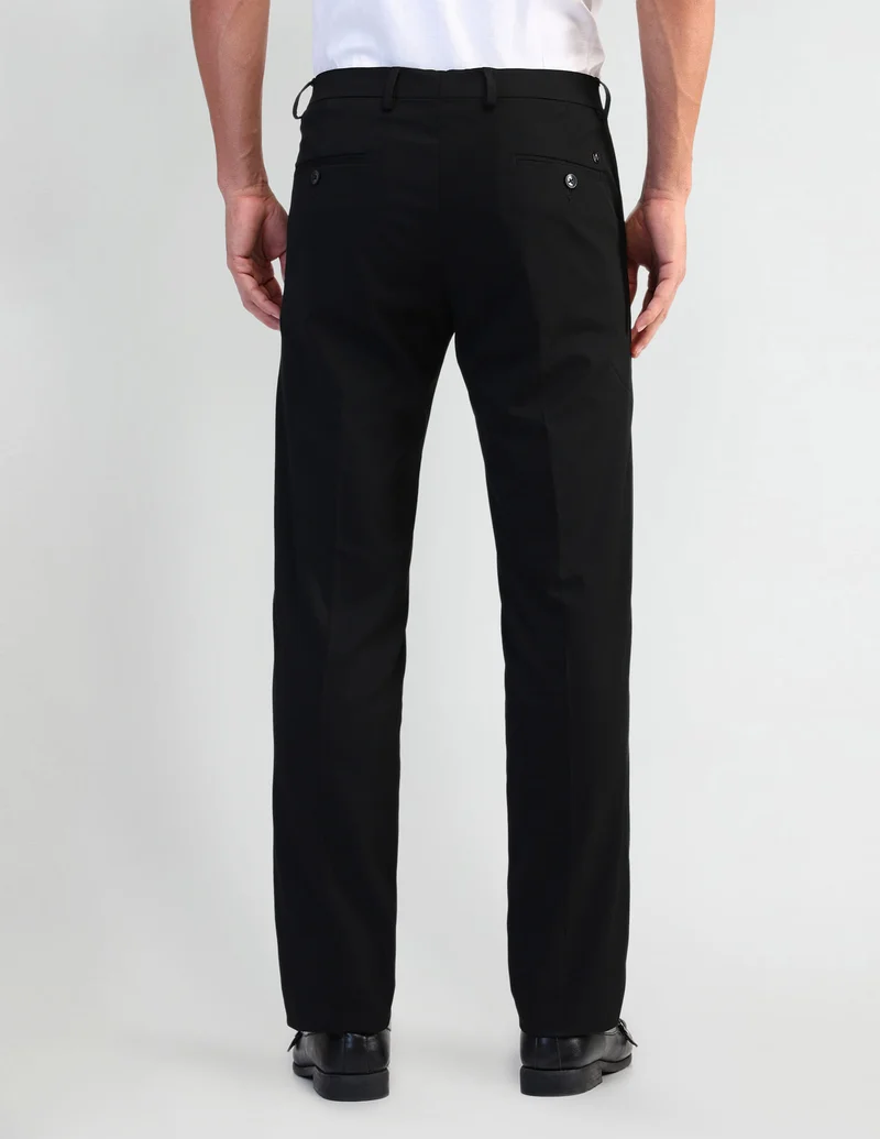 Arrow Black Hudson Slim Fit Twill Weave Trousers for Men | Best Price UAE