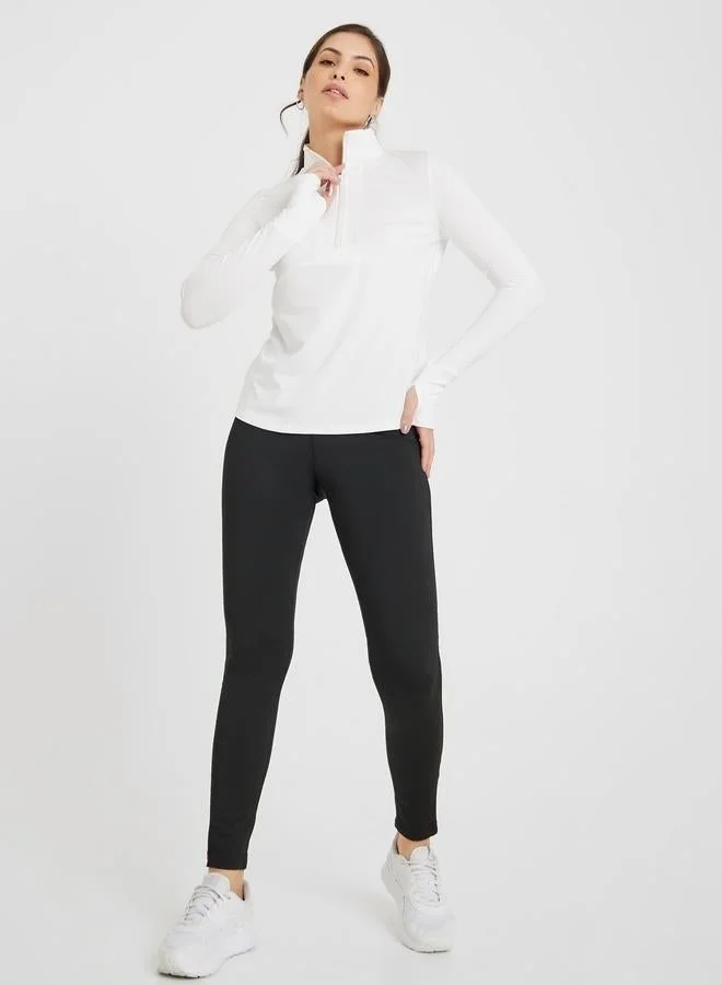 ستايلي اكتيف بلوزة بسحاب نصفي وتفاصيل فتحات إبهام