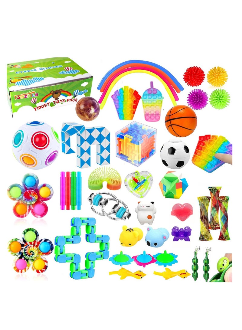 Raxoom Sensory Fidget Toys Set 42 Pack, Stress Relief Fidget Hand Toys for Adults and Kids, Sensory Fidget and Squeeze Widget for Relaxing Therapy - Image 1