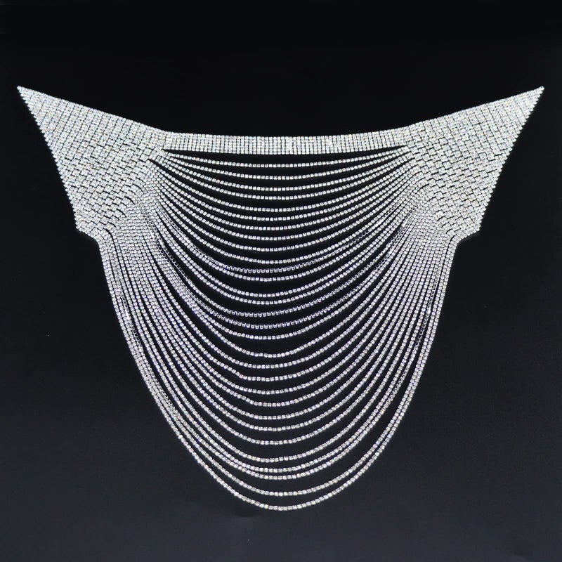 Jerler Silver Rhinestone Applique Elegant Crystal Rhinestone Patches Blingbling Sewing on Wedding Dress Ideal for Bridal Embellishments