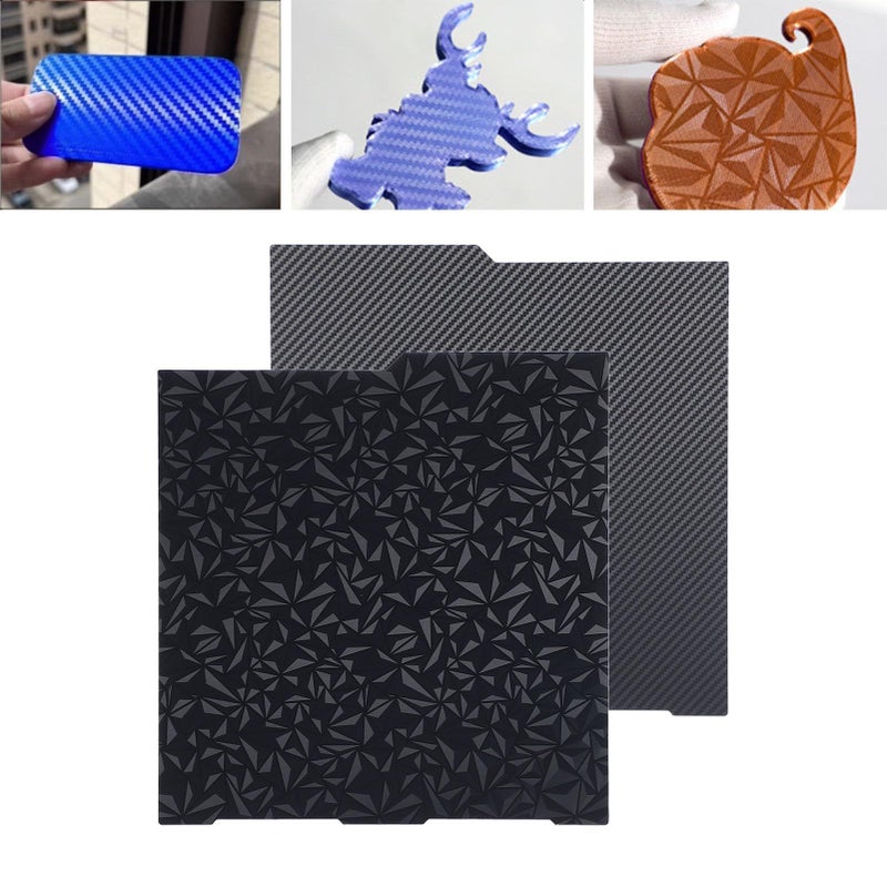 Flexible PET Carbon Fiber Print Bed 256x268mm Two Distinct Patterns PEO Surface for Kobra 3 3D Printer - Image 3