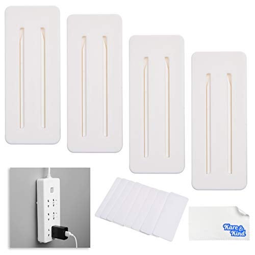 Kare Kind Self Adhesive Power Strip Holder 4 Pack - No Drill Extension Block Wall Mount Fixator - Easy to Install Sliding Design - for Home, Kitchen, Office - Attaches to Wood, Plastic, Metal, Ceramic - Image 1