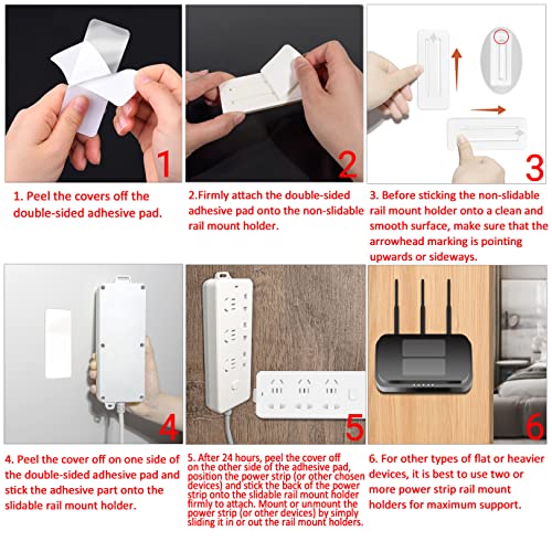 Kare Kind Self Adhesive Power Strip Holder 4 Pack - No Drill Extension Block Wall Mount Fixator - Easy to Install Sliding Design - for Home, Kitchen, Office - Attaches to Wood, Plastic, Metal, Ceramic - Image 3