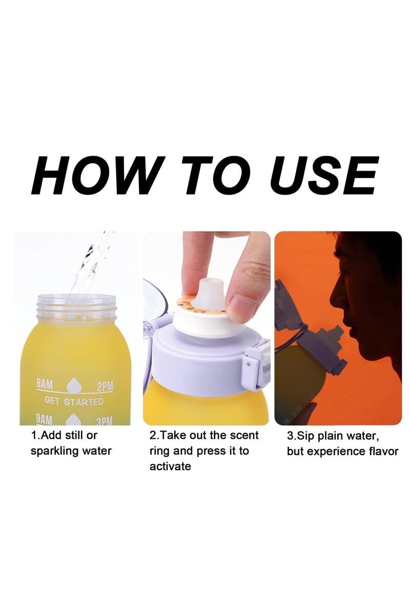 SOLARAE زجاجة ماء هوائية مع 7 كبسولات نكهة، مجموعة رياضية مبتدئة 1 لتر، خالية من BPA مع قشة، عطر جديد من الفواكه 0 سكر 0 سعرات حرارية - Image 2