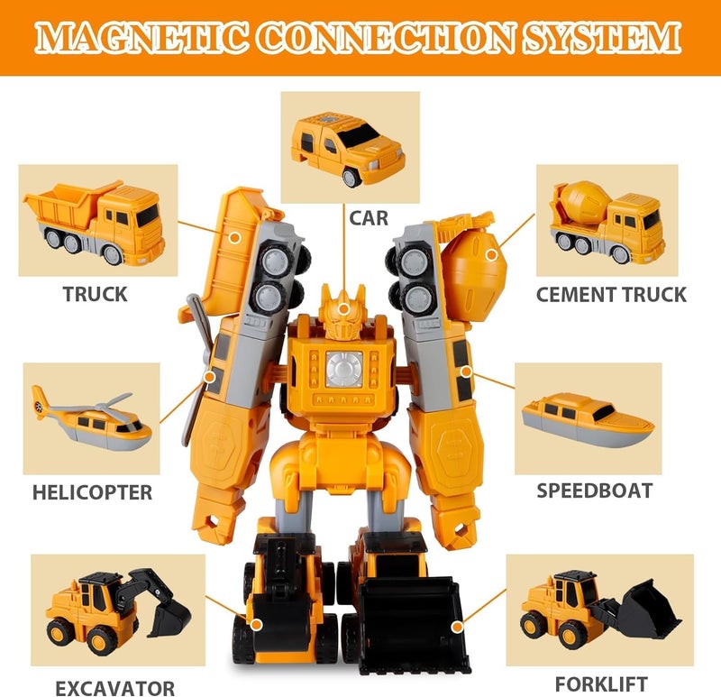 AM ANNA Magnetic Transform Engineering Car Assembled Toys with Storage Box, Construction Vehicles Magnetic Blocks,Transforming Robot Car Toy,Outdoor Toddler Activities Toys for Kids Age 3-8(35  Pcs) - Image 3