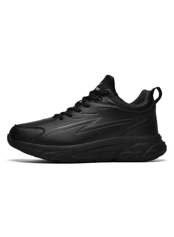 Shuangxing Men's Casual Shoes Spring Wear-resistant Leather Breathable Waterproof Travel Lightweight Running Shoes Large Size Black 40 - Image 2