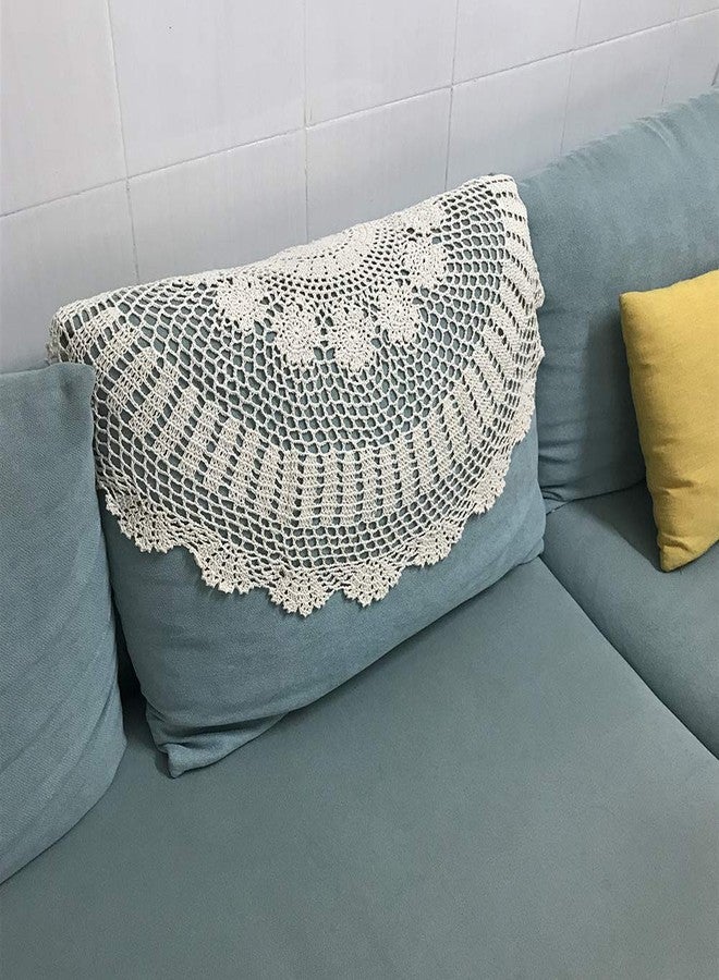 Hetao 100% Cotton Handmade Crochet Round Tablecloth Doilies Lace Table Covers,Beige, 27 Inch - Image 4