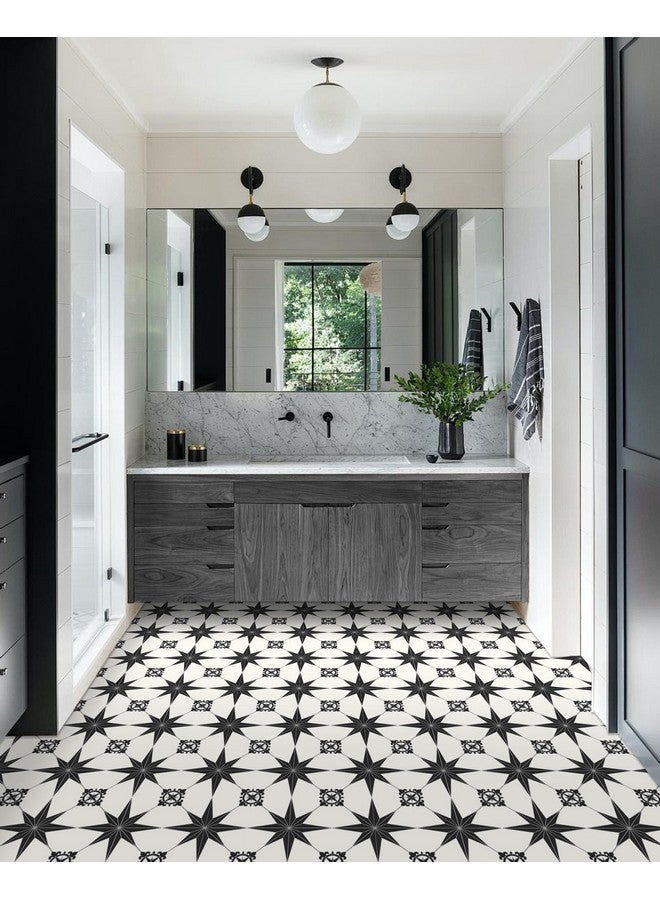 MORCART 8" x 8" Peel and Stick Floor Tile, 20 PCS Self-Adhesive DIY Vinyl Flooring for Renters, Removable and Waterproof Tile Sticker for Bathroom, Kitchen, Staircase (Black Stellar) - Image 2