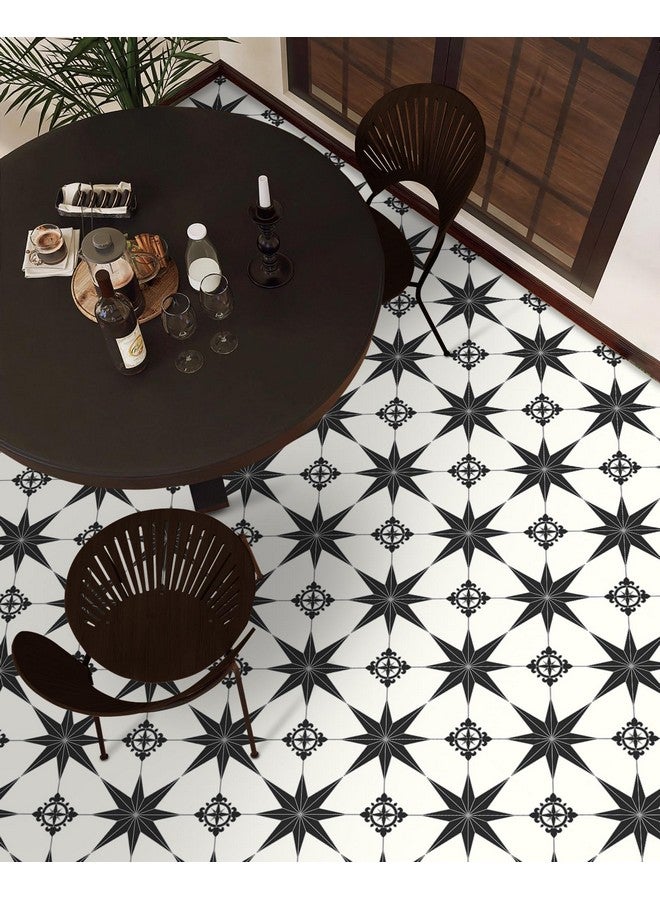 MORCART 8" x 8" Peel and Stick Floor Tile, 20 PCS Self-Adhesive DIY Vinyl Flooring for Renters, Removable and Waterproof Tile Sticker for Bathroom, Kitchen, Staircase (Black Stellar) - Image 1