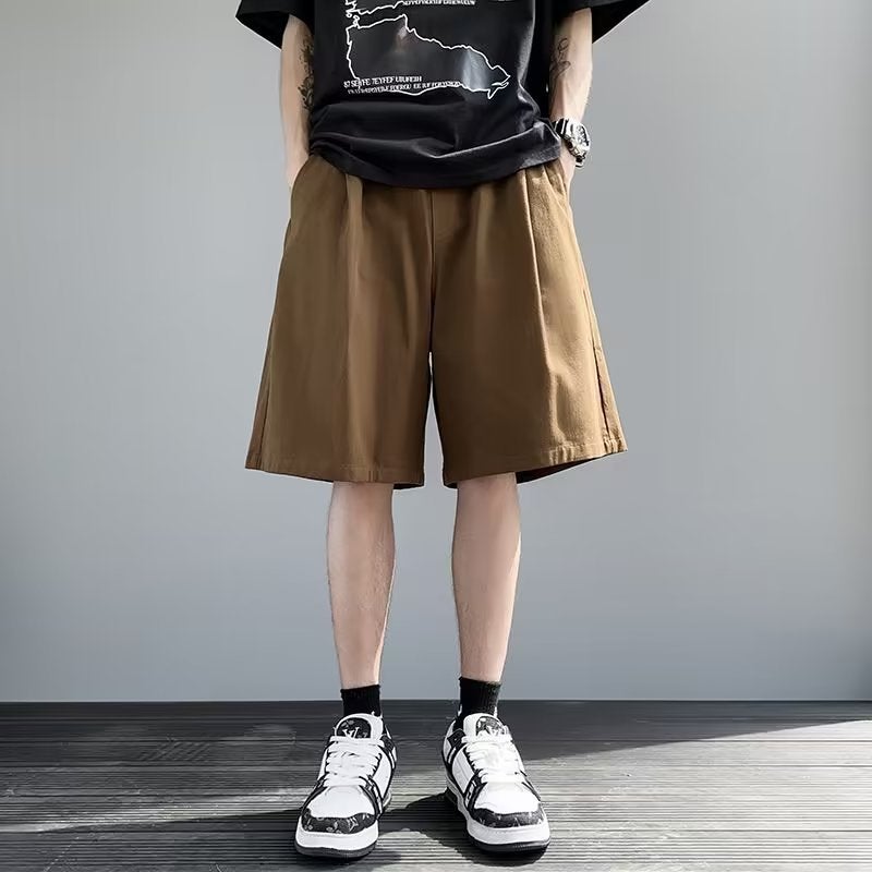 Japanese Style Retro Wide-Leg Tooling Shorts For Boys Loose Street Casual All-Match Straight Five-Point Medium Pants - Image 1