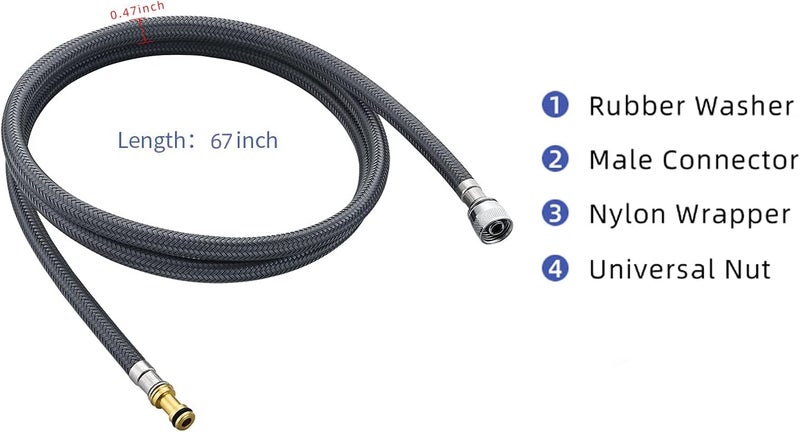 Tearel Pull-down Faucet Replacement Hose 131381,Replacement 67 inches Hose Kit for Moen Kitchen Faucet, Chrome - Image 4