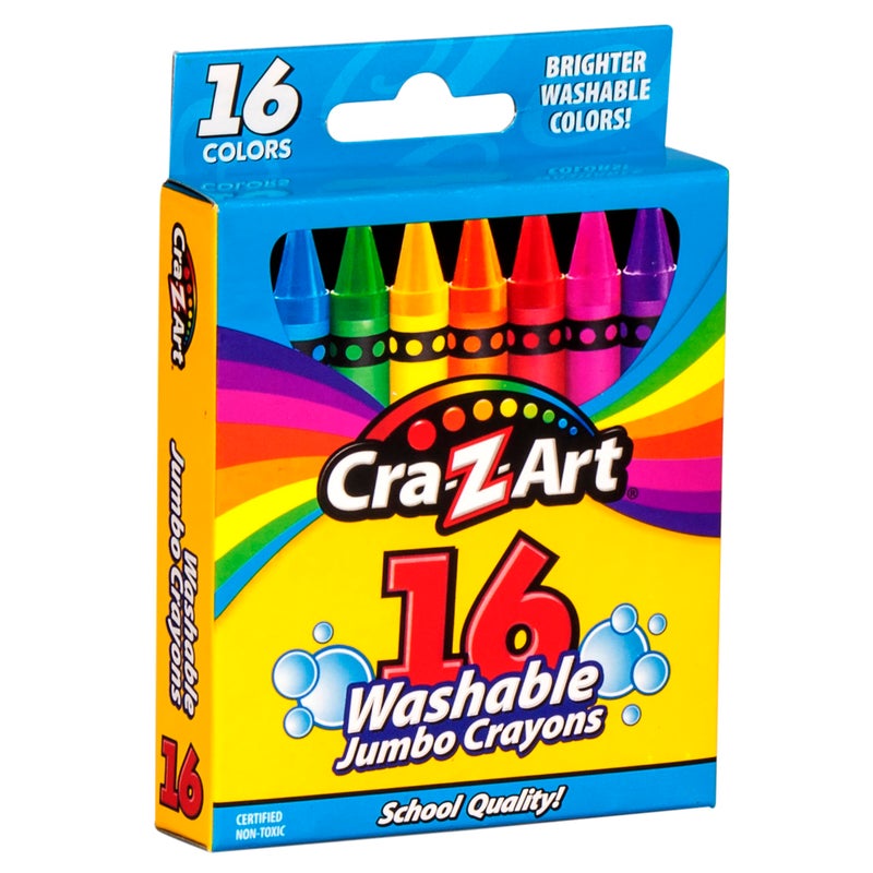 CraZArt 16ct Washable Jumbo Crayons Easy Clean Up Back To School Supply Creative Fun for Children Ages 3 and Up - Image 2