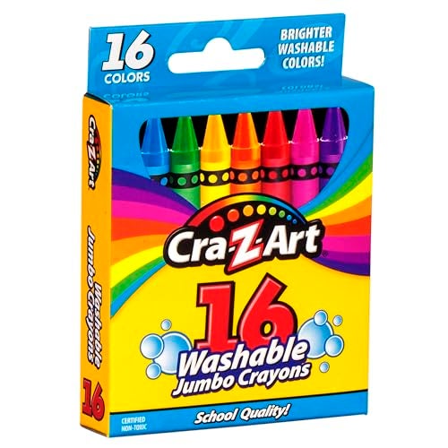 CraZArt 16ct Washable Jumbo Crayons Easy Clean Up Back To School Supply Creative Fun for Children Ages 3 and Up - Image 1