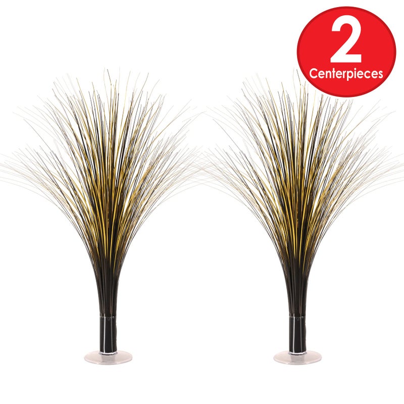 Beistle Plastic Metallic Black And Gold Spray Centerpieces For Happy New Year Decorations, Awards Night Tableware, Birthday Party Supplies, (Pack of 2) 19" - Image 2