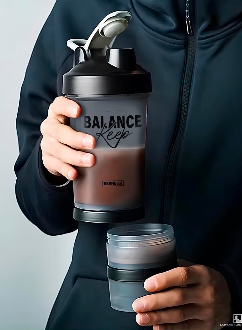 Bernessi 450Ml/15Oz Protein Shaker Bottle With Leak-Proof For Protein Mixes & Shakes With Stainless Steel Ball, Protein Bottle Blender Cocktail Shaker Cup For Gym Fitness Home Pre Workout Male Female - Image 3