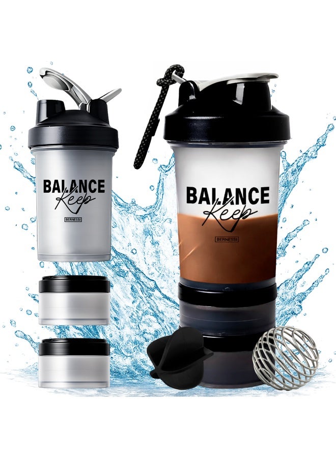 Bernessi 450Ml/15Oz Protein Shaker Bottle With Leak-Proof For Protein Mixes & Shakes With Stainless Steel Ball, Protein Bottle Blender Cocktail Shaker Cup For Gym Fitness Home Pre Workout Male Female - Image 1