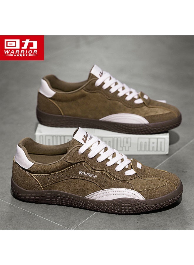 Warrior Retro Suede Casual Sneakers - Brown & White Trendy Low-Top Shoes for Men (Comfortable Daily Wear) 44SIZE - Image 3