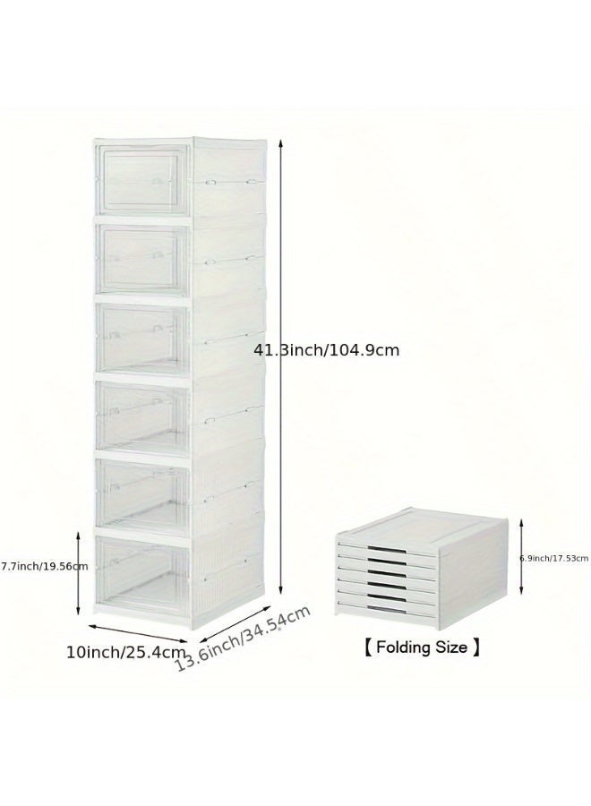 6 layer shoebox, foldable, easy to store and assemble, suitable for living rooms and dormitories - Image 2