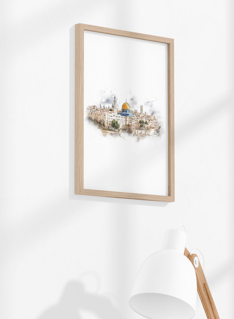 لوحة جدارية بوستر بإطار بتصميم الأراضي المقدسة الفلسطينية، للمنزل، غرفة المعيشة، المكتب، الديكور - Image 1