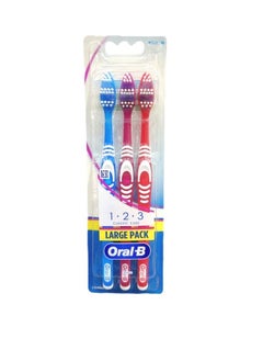 Oral-B Oral B 123 classic care Toothbrush medium multicolor pack of 3 