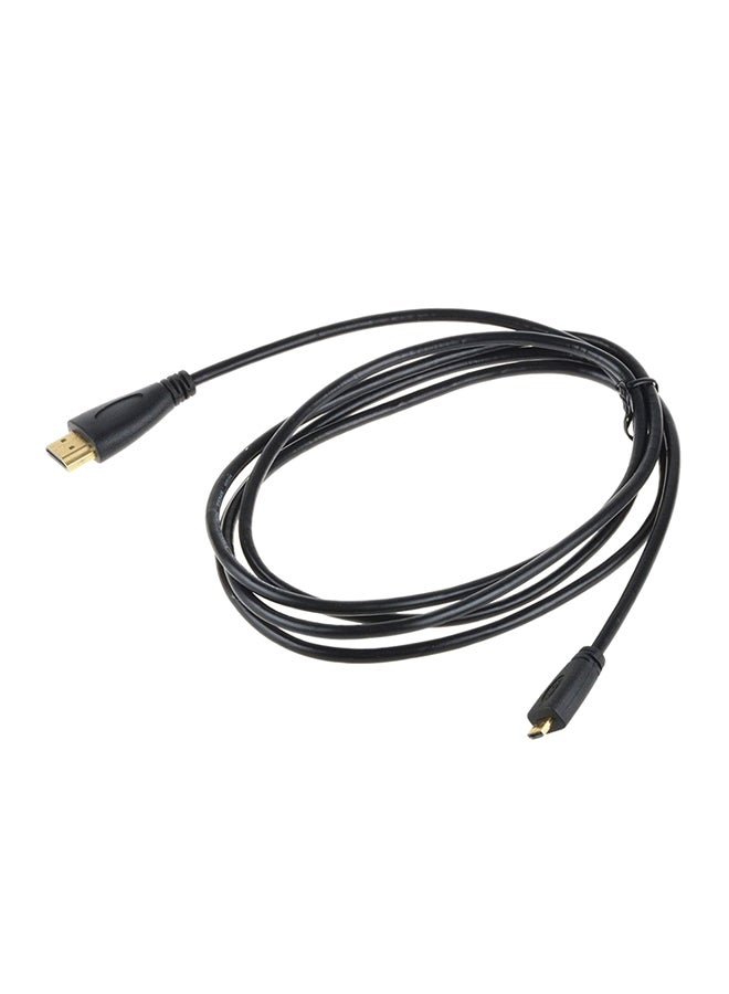 كابل محول بمنفذ مايكرو HDMI بدقة 1080 بيكسل إلى HDMI للهواتف والأجهزة اللوحية والكاميرات وأجهزة التلفاز أسود