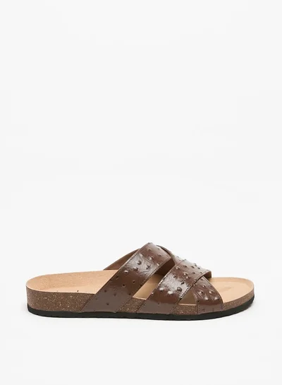 Al Waha Men's Textured Slip-On Cross Strap Arabic Sandals
