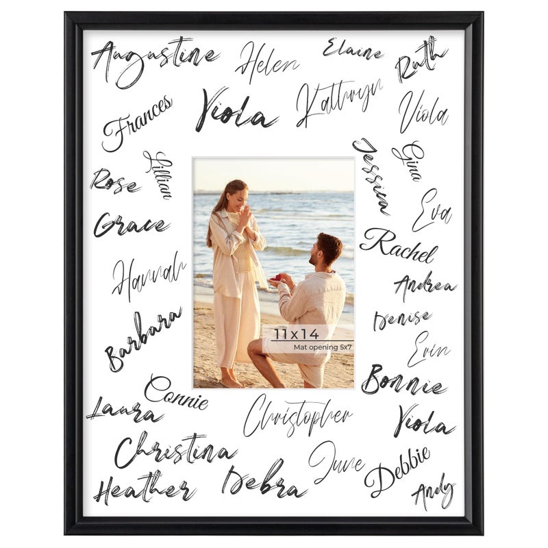 Axeman 11x14 Signature Picture Frame, Graduation Frame Board with 5x7 Photo White Mat for Wedding Graduation, Black Frame for Wall or Tabletop Display - Image 1