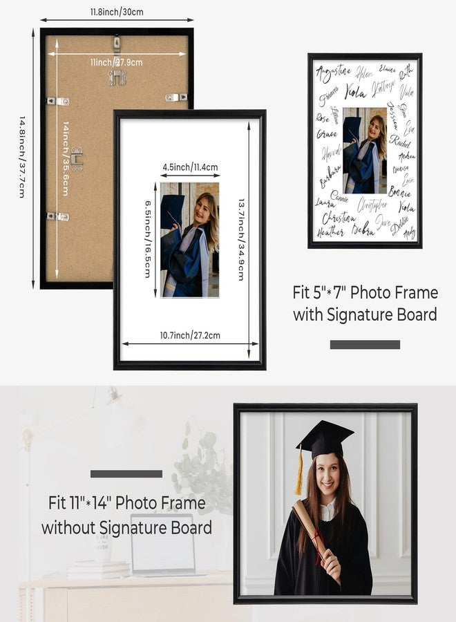 Axeman 11x14 Signature Picture Frame, Graduation Frame Board with 5x7 Photo White Mat for Wedding Graduation, Black Frame for Wall or Tabletop Display - Image 2