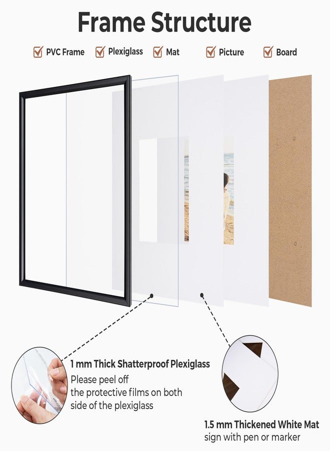 Axeman 11x14 Signature Picture Frame, Graduation Frame Board with 5x7 Photo White Mat for Wedding Graduation, Black Frame for Wall or Tabletop Display - Image 3