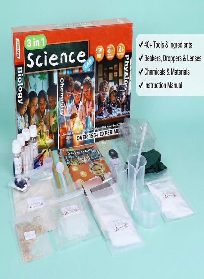 Eksploe 3-in-1 Science Kit for Kids (8+) | 155+ Experiments | STEM Learning Toy | Biology, Chemistry & Physics Lab Set | DIY Educational Science Kit with 40 + Tools & Materials - Image 3