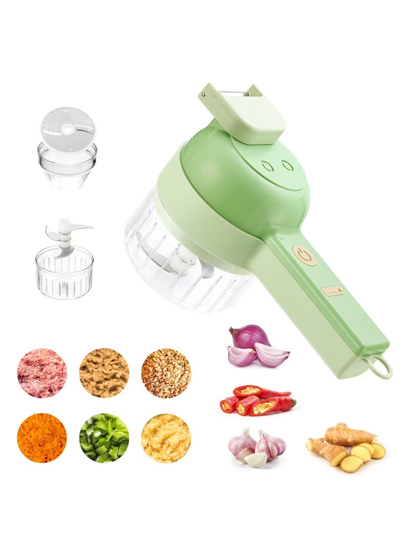 DubaiGallery 4 in 1 Handheld Electric Vegetable Cutter Set, Portable Mini Wireless Food Processor with Brush, Gatling Vegetable Cutter Electric Garlic Chopper for Garlic Pepper Chili Onion Celery Ginger Meat - Image 1